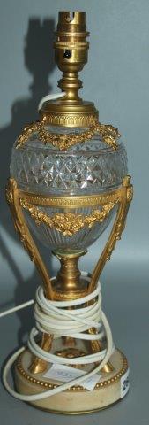 A French ormolu and cut glass lamp